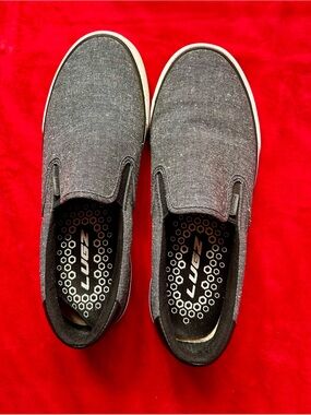 Lugz Men's Slip-On Canvas Loafers in Charcoal Gray with White Trim